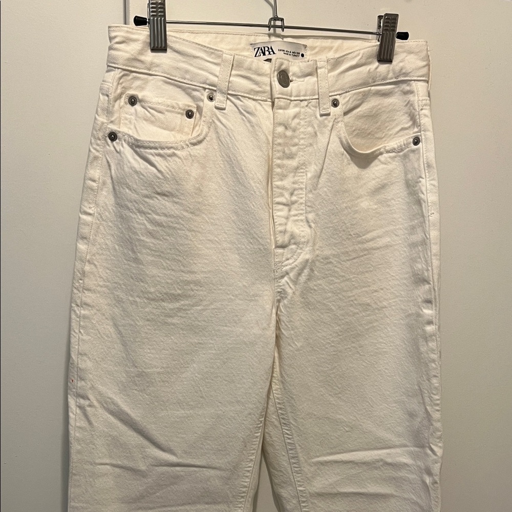 Zara Cream Straight Leg Jeans